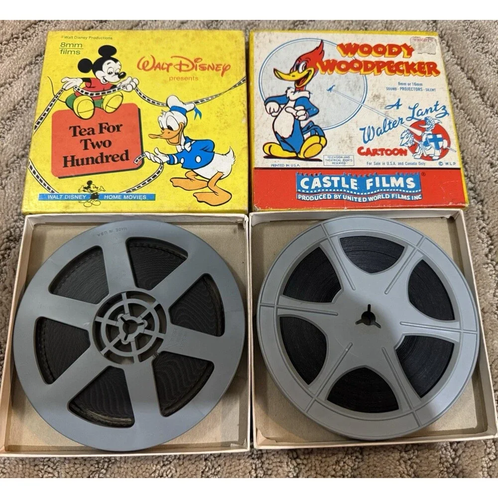 Lot of 2 8mm Films Woody Woodpecker & Walt Disney Tea For Two Hundred Vintage